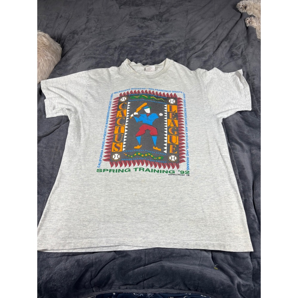 Vintage Starter 1992 MLB Cactus League Spring Training T Shirt Gray Mens L USA